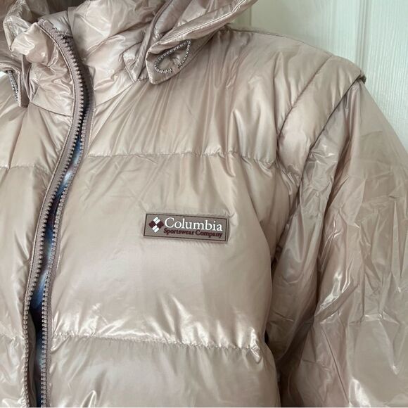 Madhappy x Columbia Nylon Puffer Women in Mauve Large NEW - Picture 5 of 13